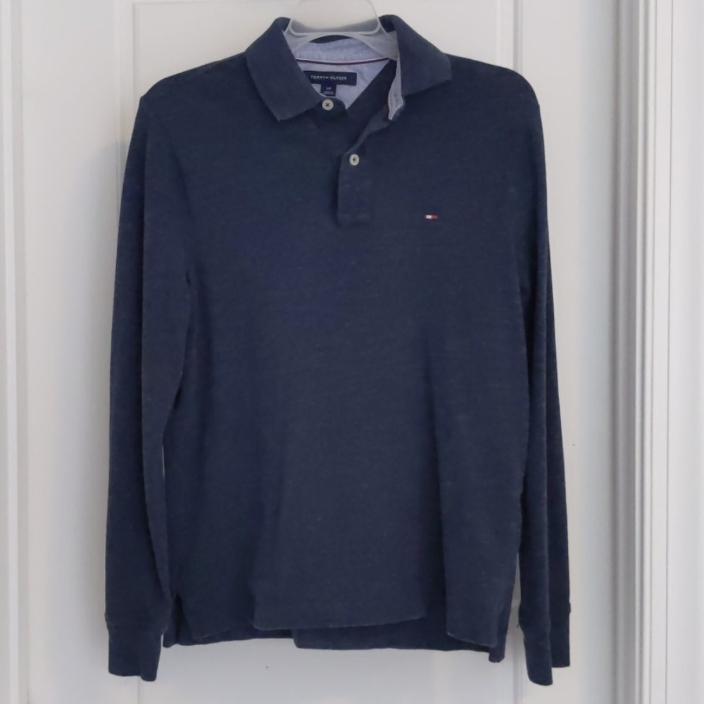 Men's Tommy Hilfiger Navy Long Sleeve Polo Size S
